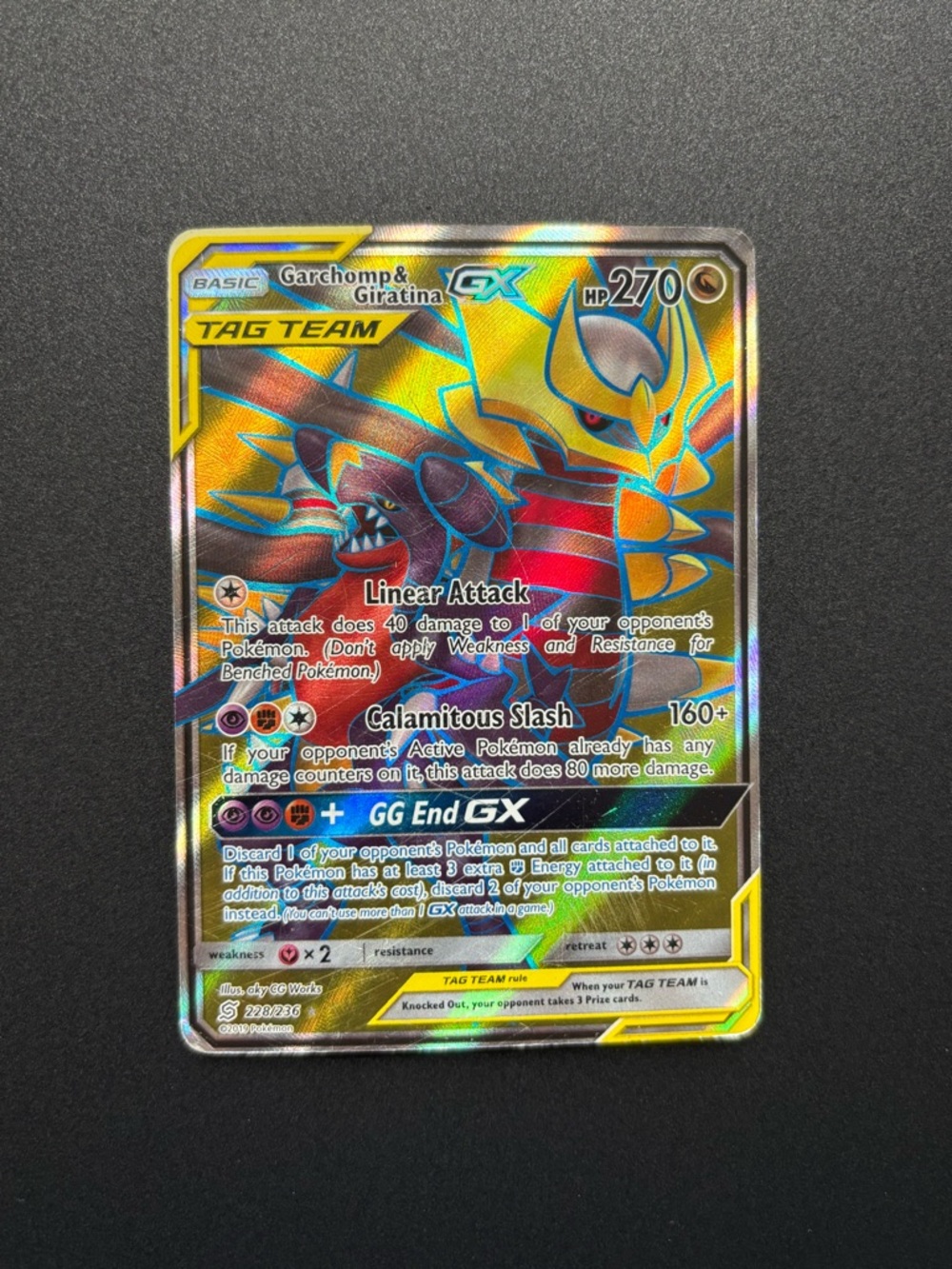 Pokemon Garchomp & Giratina GX Holofoil Yellow Blue Red Tag Team Card
